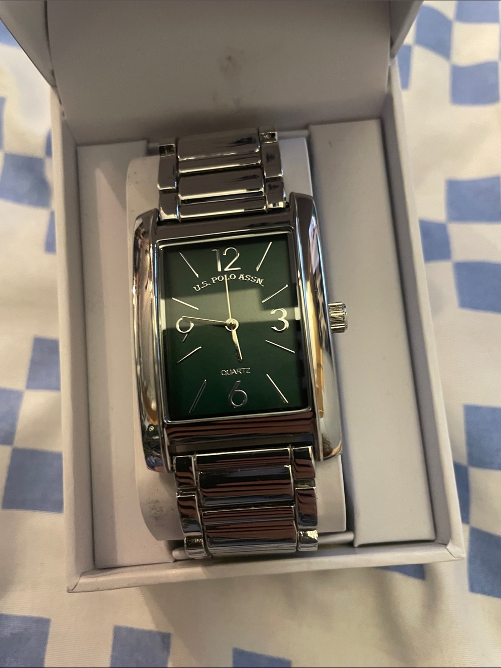 U.S. Polo Assn. Silver-Tone Watch with Green Dial